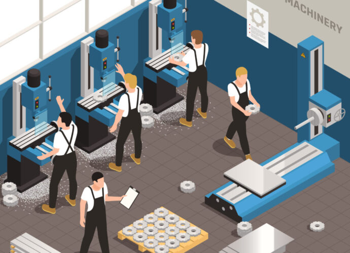 Metalworking Manufacturing Isometric Composition