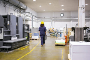 African American female industrial employee in hardhat